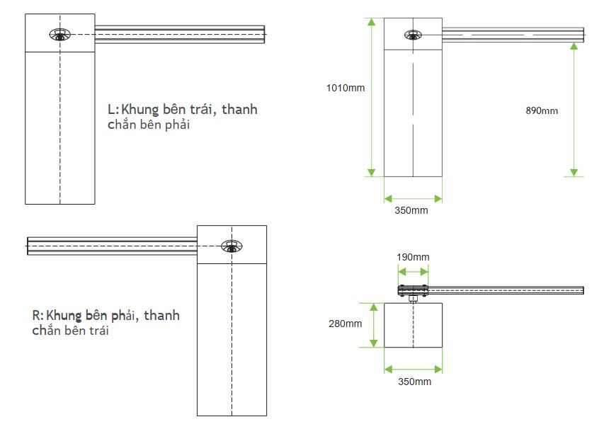 Chi tiết thiết bị Barie tự động ZKTeco