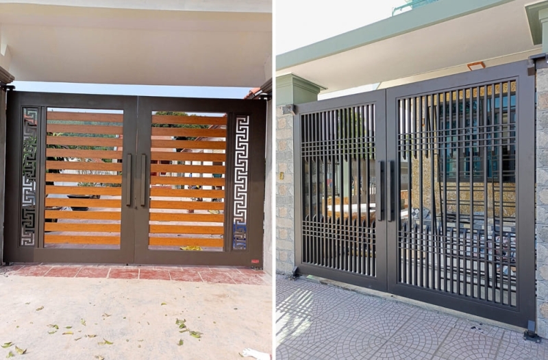 Mẫu cổng sắt hộp 2 cánh đẹp
