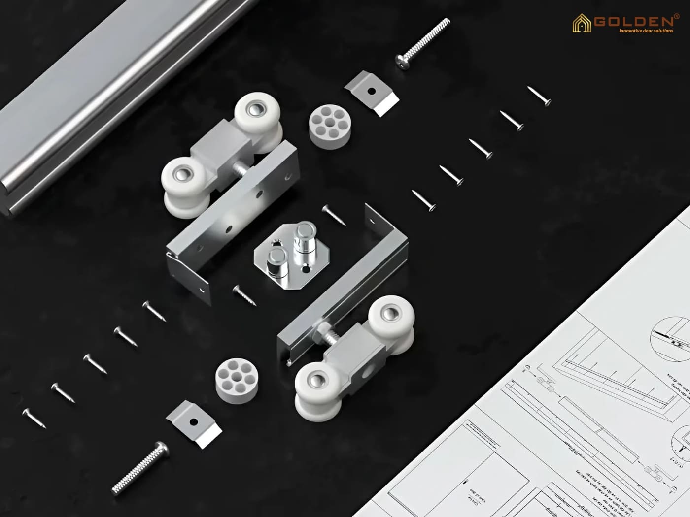 phụ kiện bánh xe cửa lùa treo