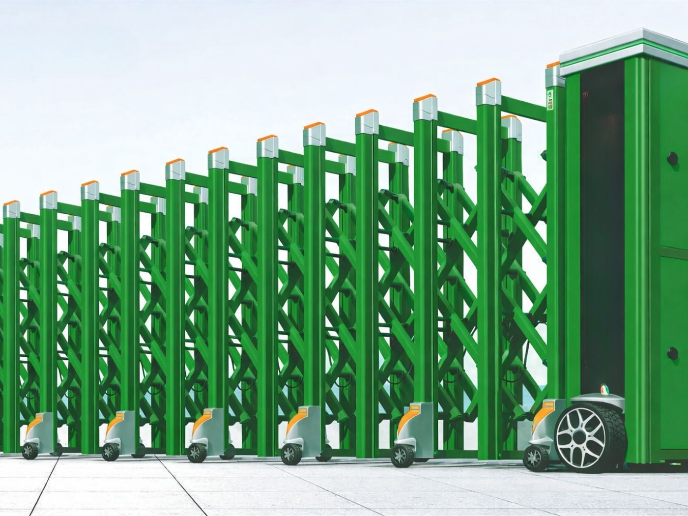 Cổng xếp nhôm GV07 màu xanh lá cây