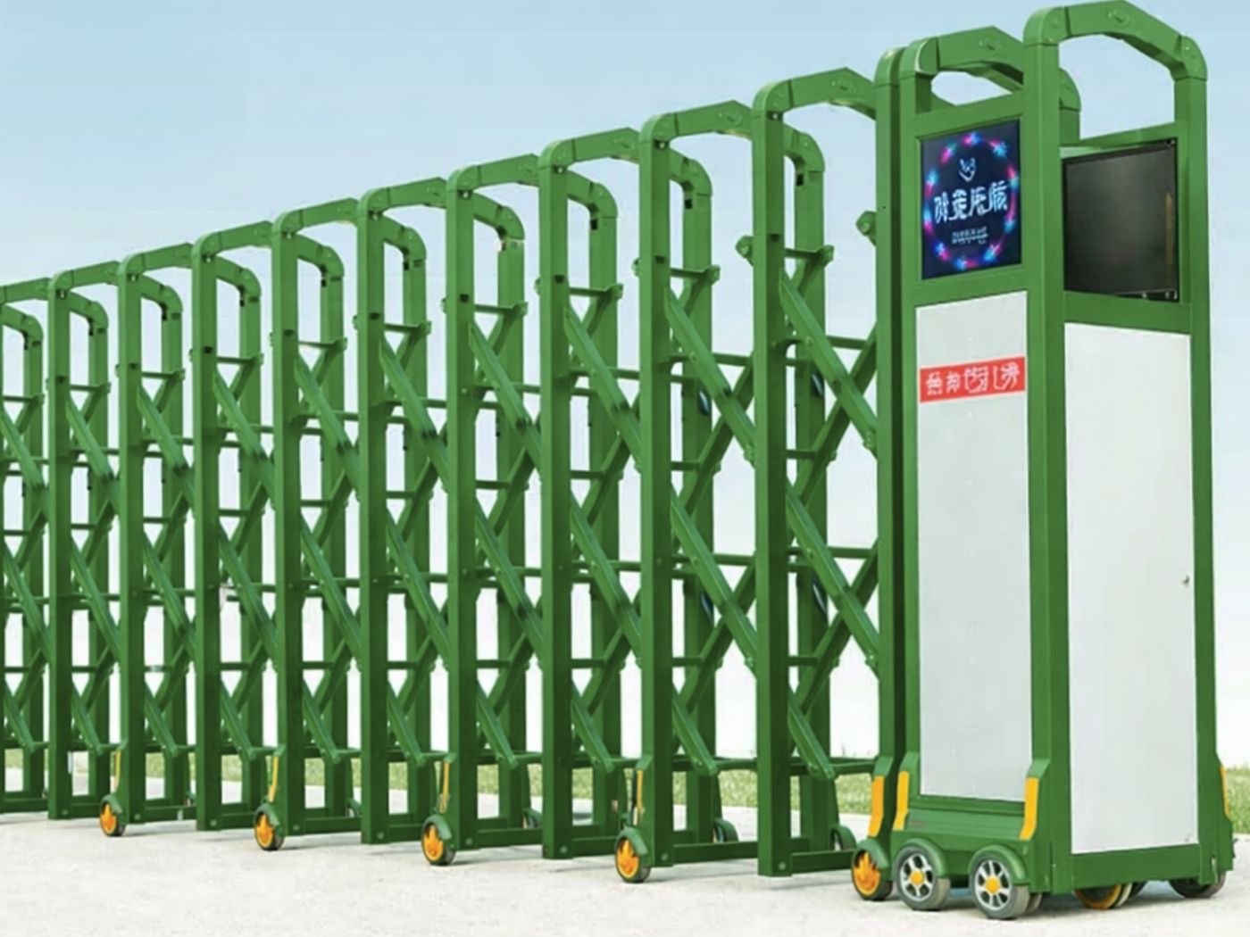 Cổng xếp nhôm GV07 màu xanh lá cây