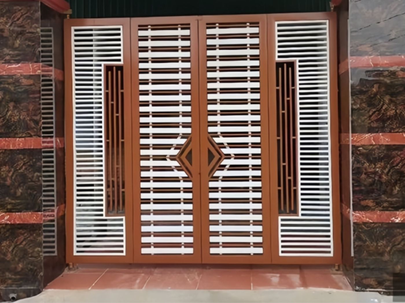 Cổng chính sắt hộp đơn giản