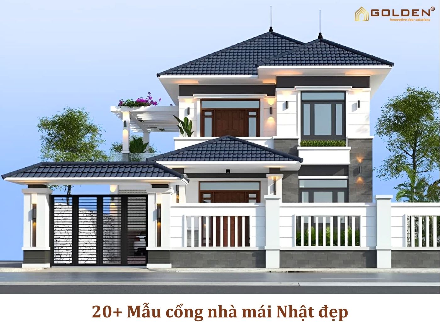 20+ Mẫu cổng nhà mái Nhật đẹp, cổng gỗ kiểu Nhật đơn giản