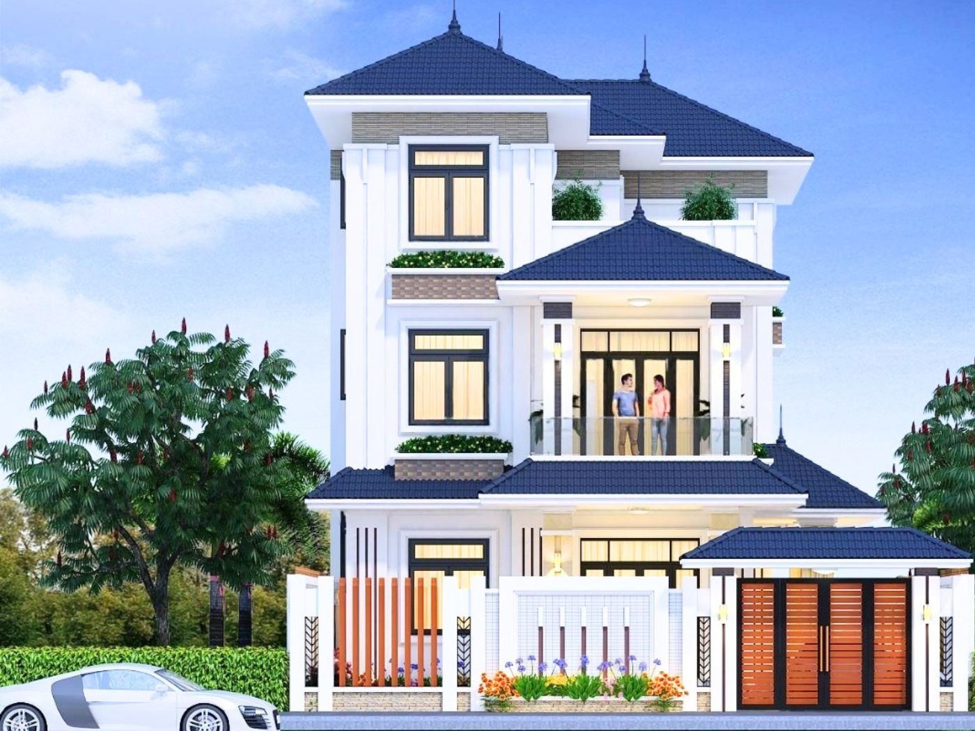 Mẫu cổng nhà mái nhật đẹp