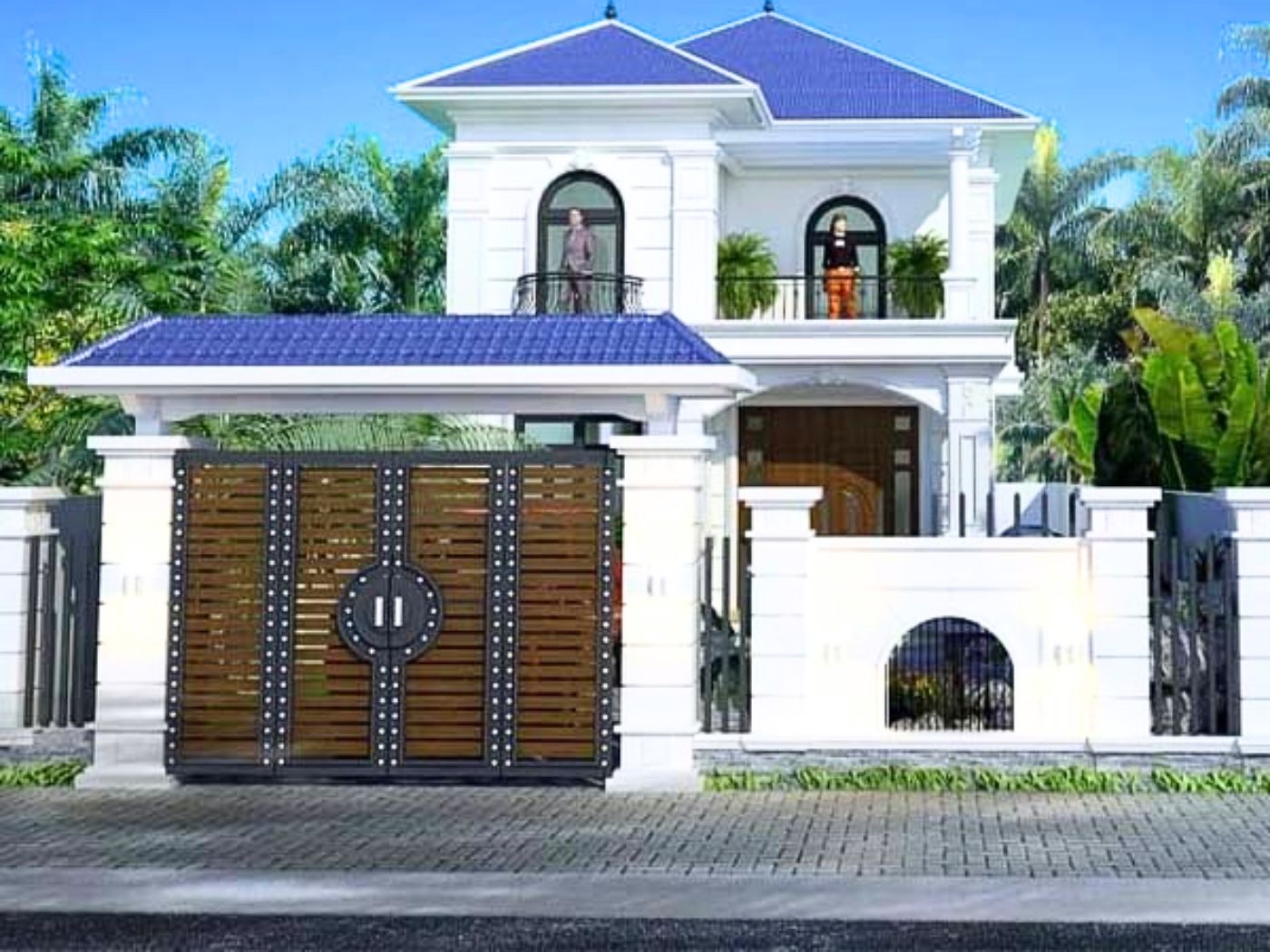 Mẫu cổng nhà mái nhật đẹp