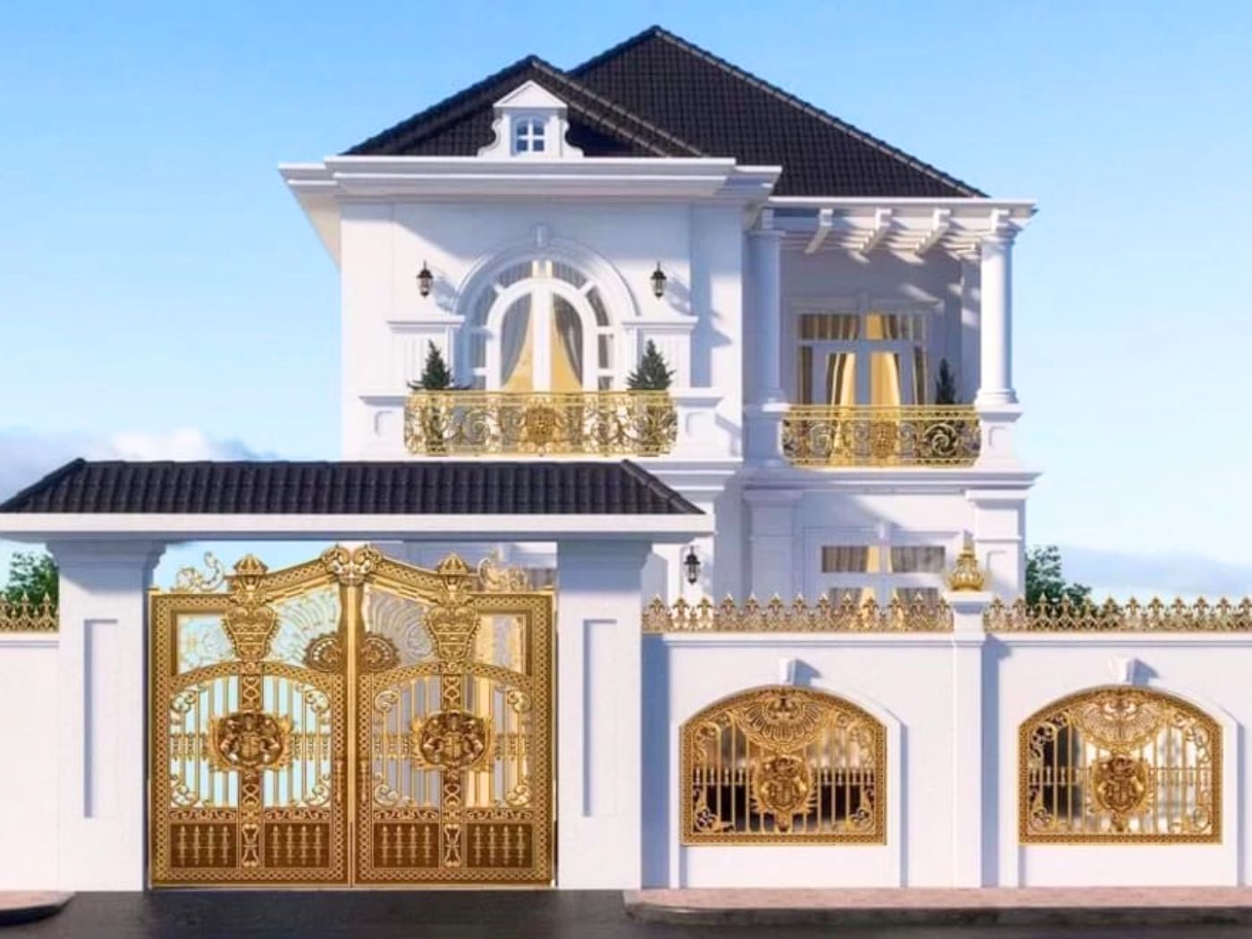Mẫu cổng nhà mái nhật đẹp