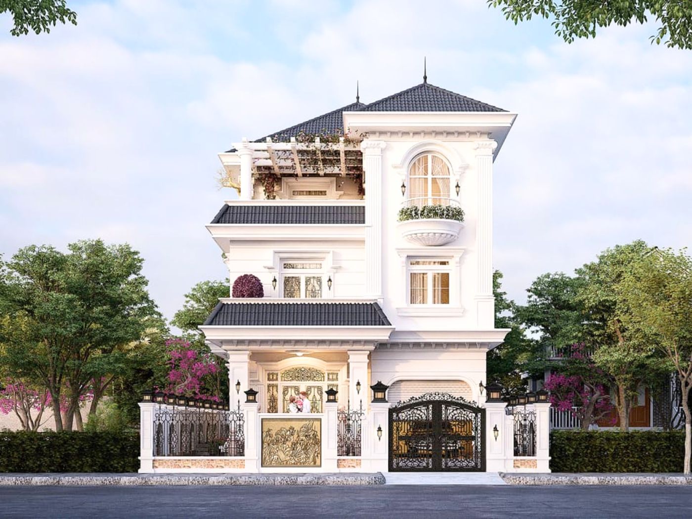 Mẫu cổng nhà mái nhật đẹp