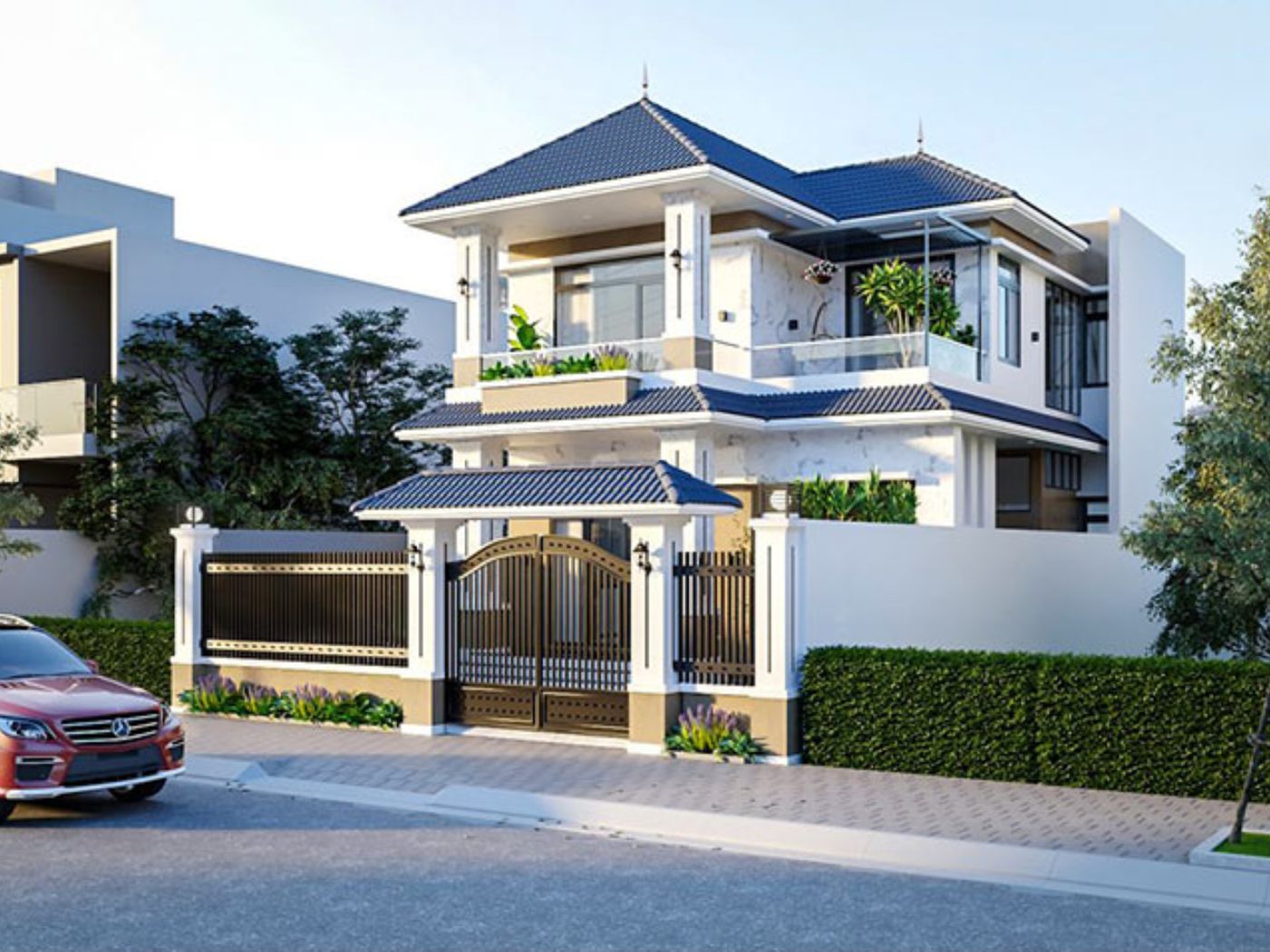 Mẫu cổng nhà mái nhật đẹp