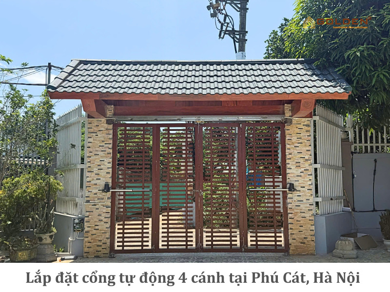 Lắp đặt cổng tự động 4 cánh tại Phú Cát, Hà Nội