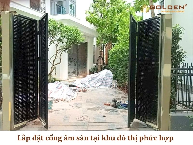 Lắp đặt cổng âm sàn tại KĐT phức hợp The Manor Central Park