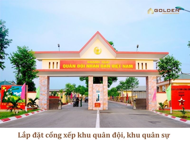 Lắp đặt cổng xếp khu quân đội, khu quân sự