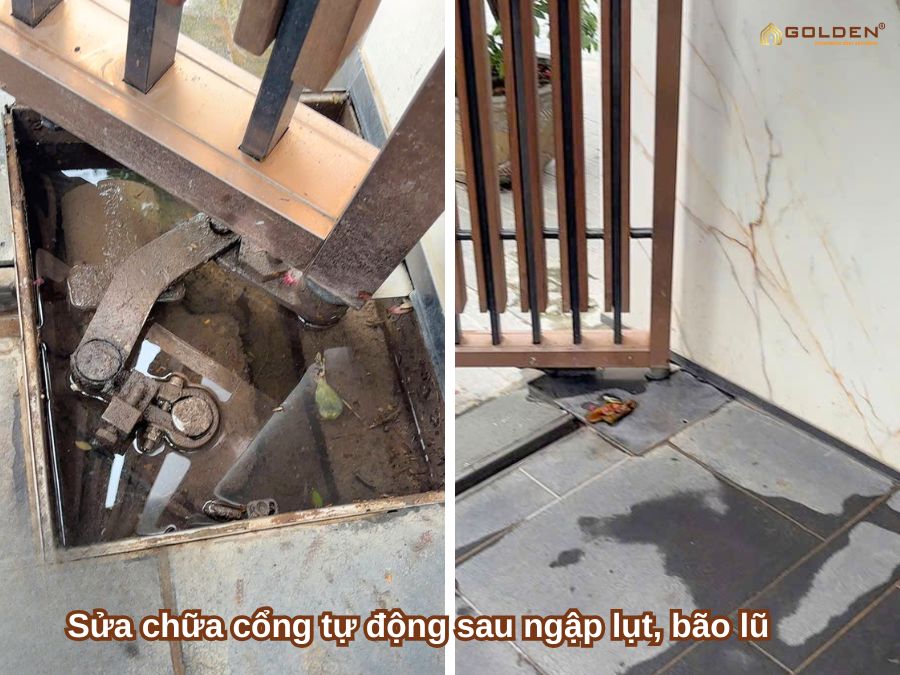 Sửa chữa cổng tự động sau ngập lụt, bão lũ