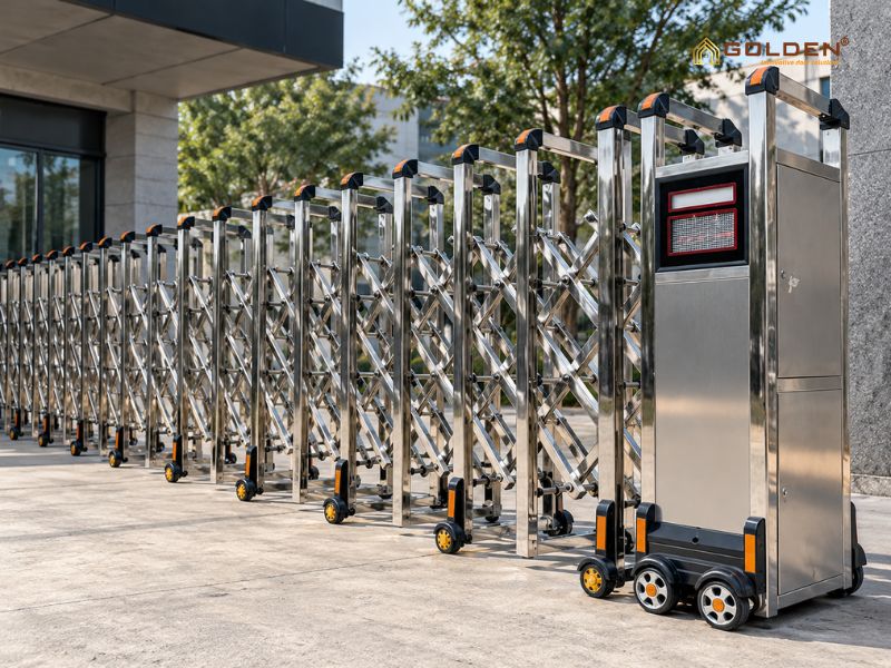 Ưu điểm của cổng xếp inox đầu vuông